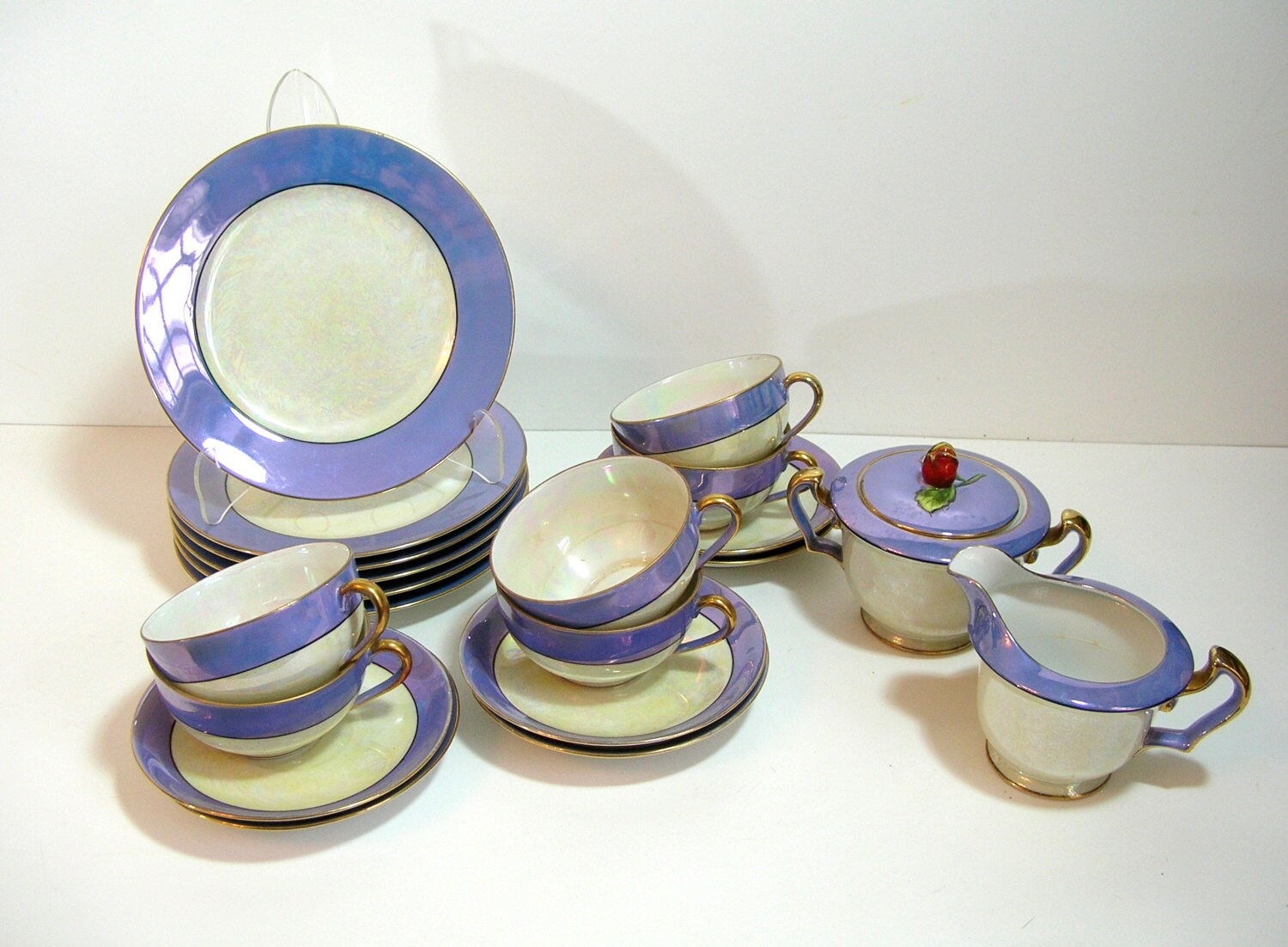 Noritake Periwinkle Lusterware Tea Set Haute Juice
