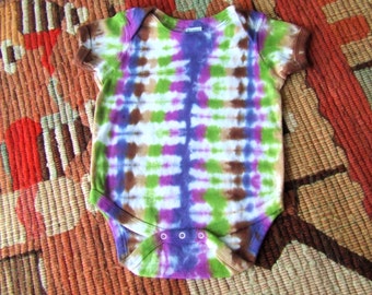 Tie Dye Baby Onesie - Purple Forest Stripe - 18 months - Ready to Ship