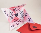 Victorian Purse Fold Valentine on Hand Marbled Paper