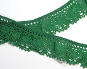 Vintage Green Crochet Lace Trim: Crocheted Green Lace Trim, 4 yards
