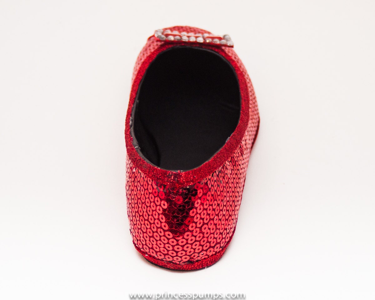 Sequin Red Ballet Slippers Flats Shoes with Silver Crystal