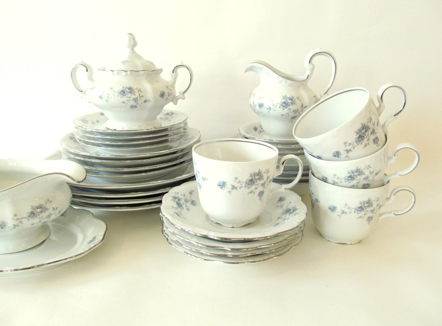 Set of Antique China . Johann Haviland . Blue by allthingswhite