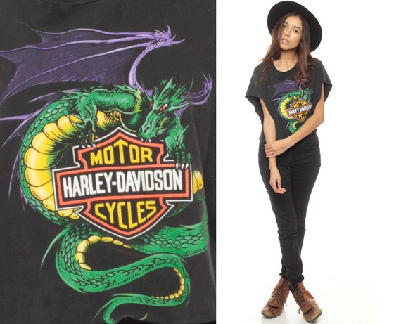 Harley Davidson Shirt DRAGON T Shirt Eagle Tshirt 80s Biker