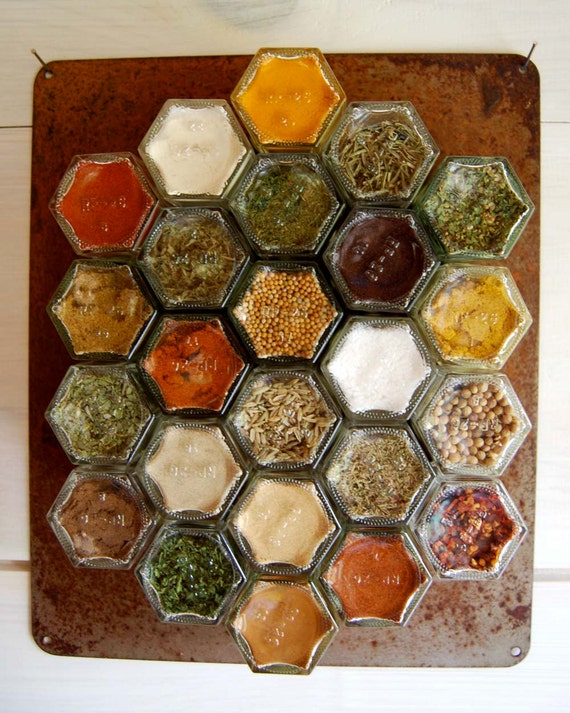 diy hexagonal spice rack rustic diy magnetic spice rack 24 empty glass jars by gneissspice diy hexagonal spice rack rustic diy magnetic spice rack 24 empty glass jars by gneissspice