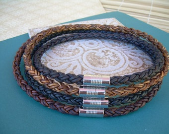 Thick Braided Leather Necklace for Men, Stainless Steel Magnetic Clasp,Mens Necklace,Mens Jewelry, Groomsmen