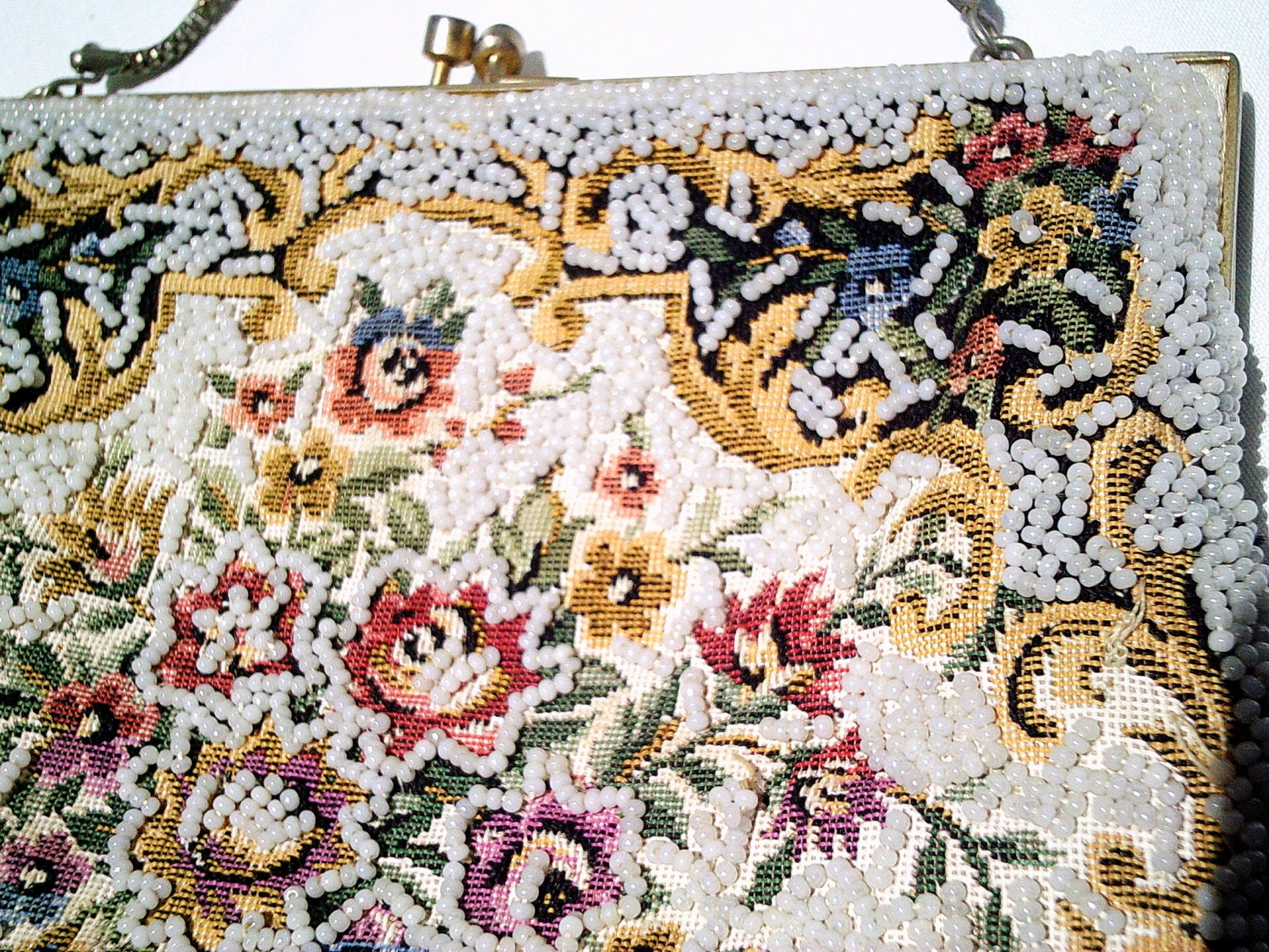 vintage tapestry bag, vintage tapestry purse, antique beaded bag, 50s bag, victorian purse, victorian bag steampunk buy now online