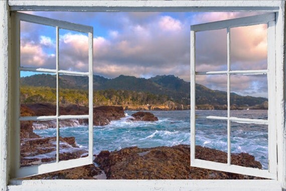 Wall mural window self adhesive California open window