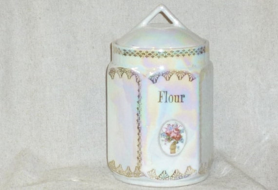 Vintage Iridescent Porcelain German Flour  Canister by 