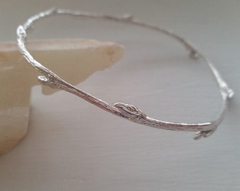 sterling silver twig bangle sterling branch bangle stacking bangle twig branch bracelet