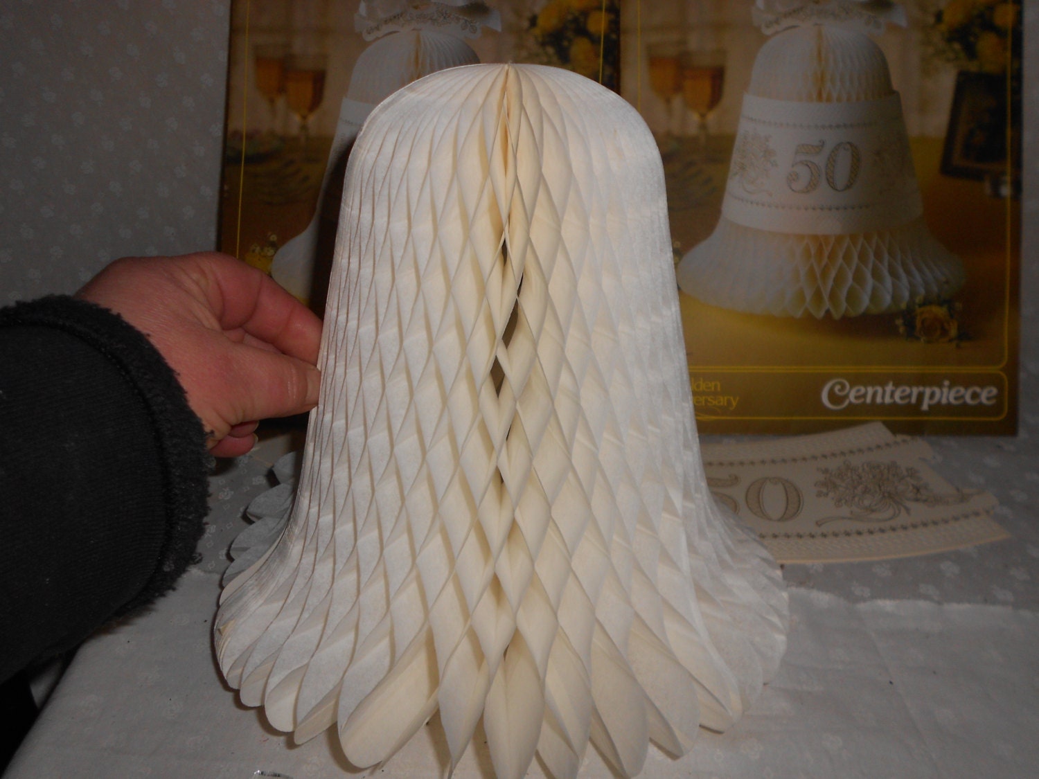 White paper Bells Wedding Decor Hallmark 50th by pamscrafts7631