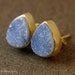 Gold Druzy Studs - Teardrop Post Earrings - Geode Studs