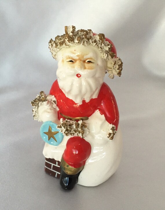 Vintage 1950s Santa Figurine Spaghetti Trim By Thecatzpajamas