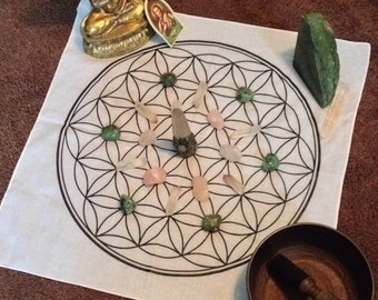 Sacred geometry Flower of life MEGA 22" Crystal Grid cloth bandana Sacred Geometry 100% cotton free ship in the USA