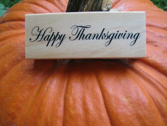 Recollections Happy Thanksgiving Wood Mounted Rubber Stamp