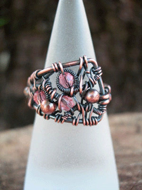 Unique Bohemian Ring With Crystals Boho Jewelry By Kissedbyclover