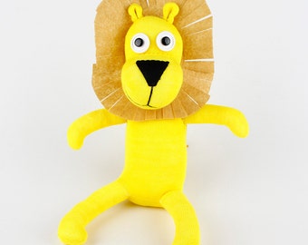 Handmade Yellow Sock Lion Stuffed Animal Doll Baby Toys Christmas Gift New year Gift