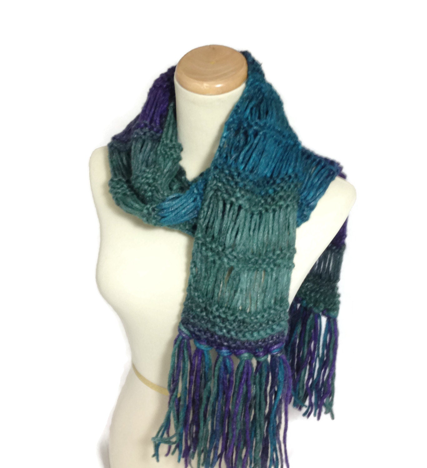 Knit Scarf Multicolor Scarf Gift For Her Hand Knit Scarf