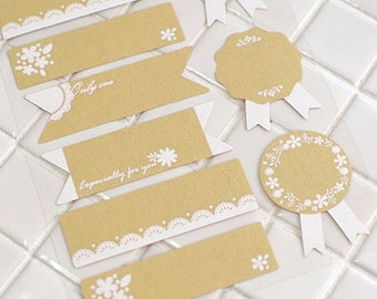 24 Memo & Medal Name Tag Kraft Stickers (2.4 x 0.7 / 1.2 x 1.5in)