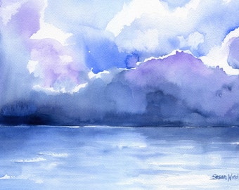 Abstract Ocean Watercolor Painting - 4 x 6 - Giclee Print - Abstract Painting - Ocean Art - Sea Painting