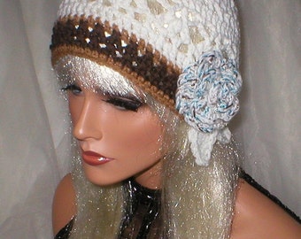 35% OFF SALE Crochet Soft White Warm Brown <b>Dark Chocolate</b> Rose Cloche Hat <b>...</b> - il_340x270.699488712_l11t