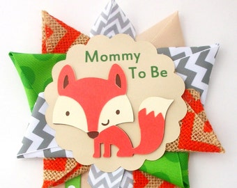 Fox Baby Shower Corsage - Woodland Animals Theme Mommy To Be Mum Pin - Ready To Ship
