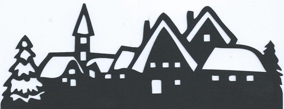 Download Items similar to Snowy town silhouette on Etsy