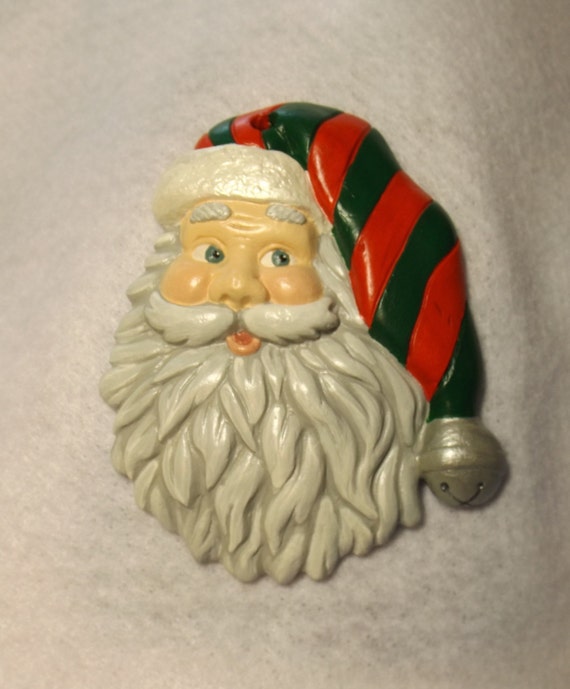 Items similar to Santa Head hand painted ceramic ornament on Etsy