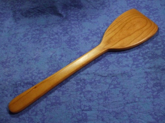 Hand carved saute spatula in cherry wood