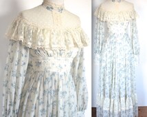 70s Gunne Sax Victorian Cotton and Lace Dress