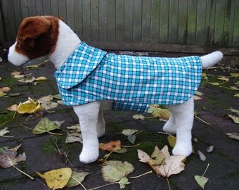 Turquoise and White Corduroy Coat- Size Small- 12 to 14 Inch Back Length - Or Custom Size