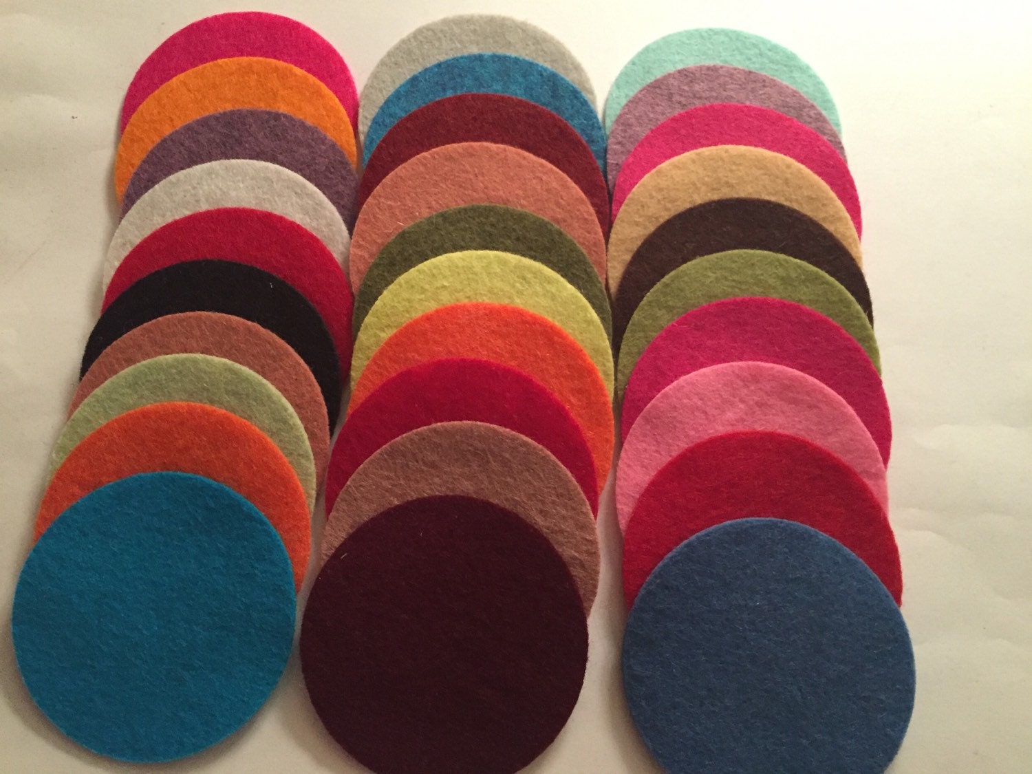 Wool Felt Circles 30 2 inch Random Colored. by WoolFeltGrabBags