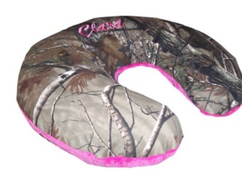 Boppy Pillow Cover, Nursing Pillow Cover- Camo & Hot Pink