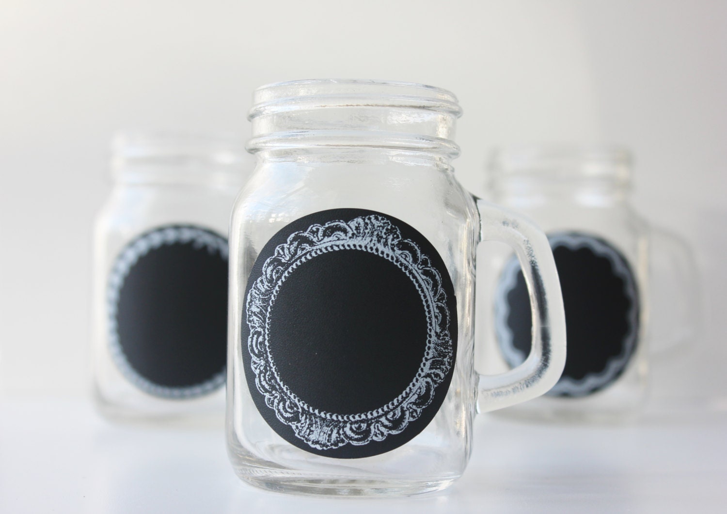 Set of 6 MINI MASON JARS Mugs Chalkboard Shot Glass Favors