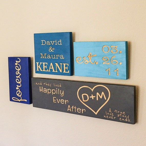 Chic Personalized Home Decor 4 Piece Set Wedding Gift