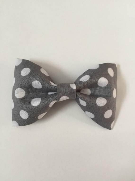 Grey and white boys bow tie ring bearer bow tie fabric bow