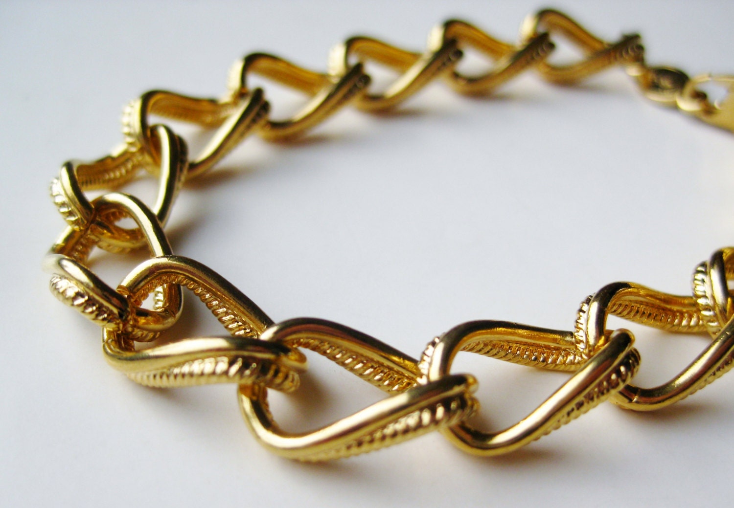 Vintage Bracelet Napier Gold Link Metal 8 Chain Bracelet