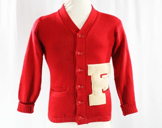 1950s Letter Sweater Size 4 Flame Orange Wool by vintagevixen