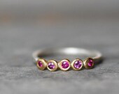 Ruby Sapphire Garnet Ring - 18k Gold and Sterling Silver Pebble Ring - OR Choose ALL Gold - Eco-Friendly Recycled