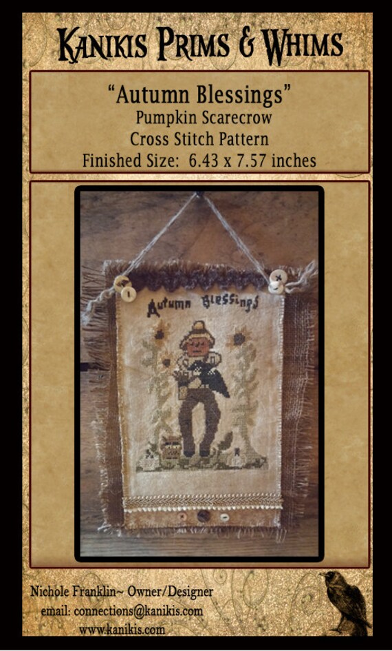 Download Autumn Blessings Pumpkin Scarecrow Cross Stitch