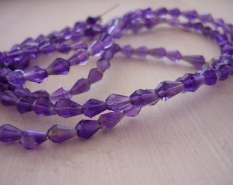 Tiny amethyst center drilled faceted briolette beads 4.5-5mm 1/2 strand
