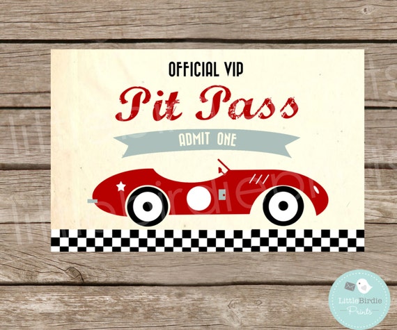 Vintage Race Car Pit Pass Vip Badge Instant Download Vintage 