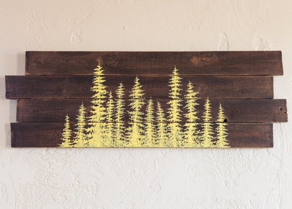 Wood Wall Art Reclaimed Wood Tree Painting by YellowDropShop