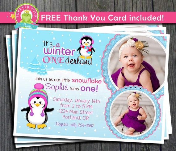 Winter Onederland Invitation / Winter Wonderland Invitation / Winter Onederland Invite / First Birthday / 1st Birthday Il_570xn