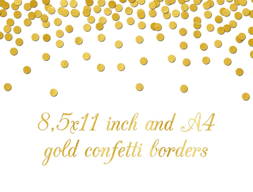 gold foil confetti digital paper jpg png border frame wedding