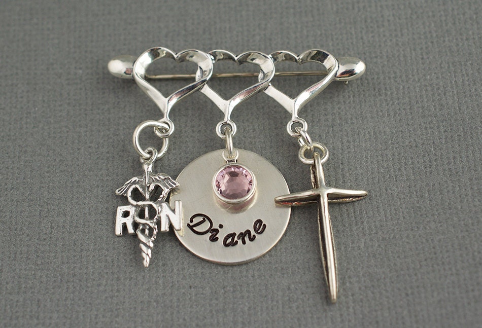 Nurse Pinning Ceremony Gift Sterling Silver Brooch RN