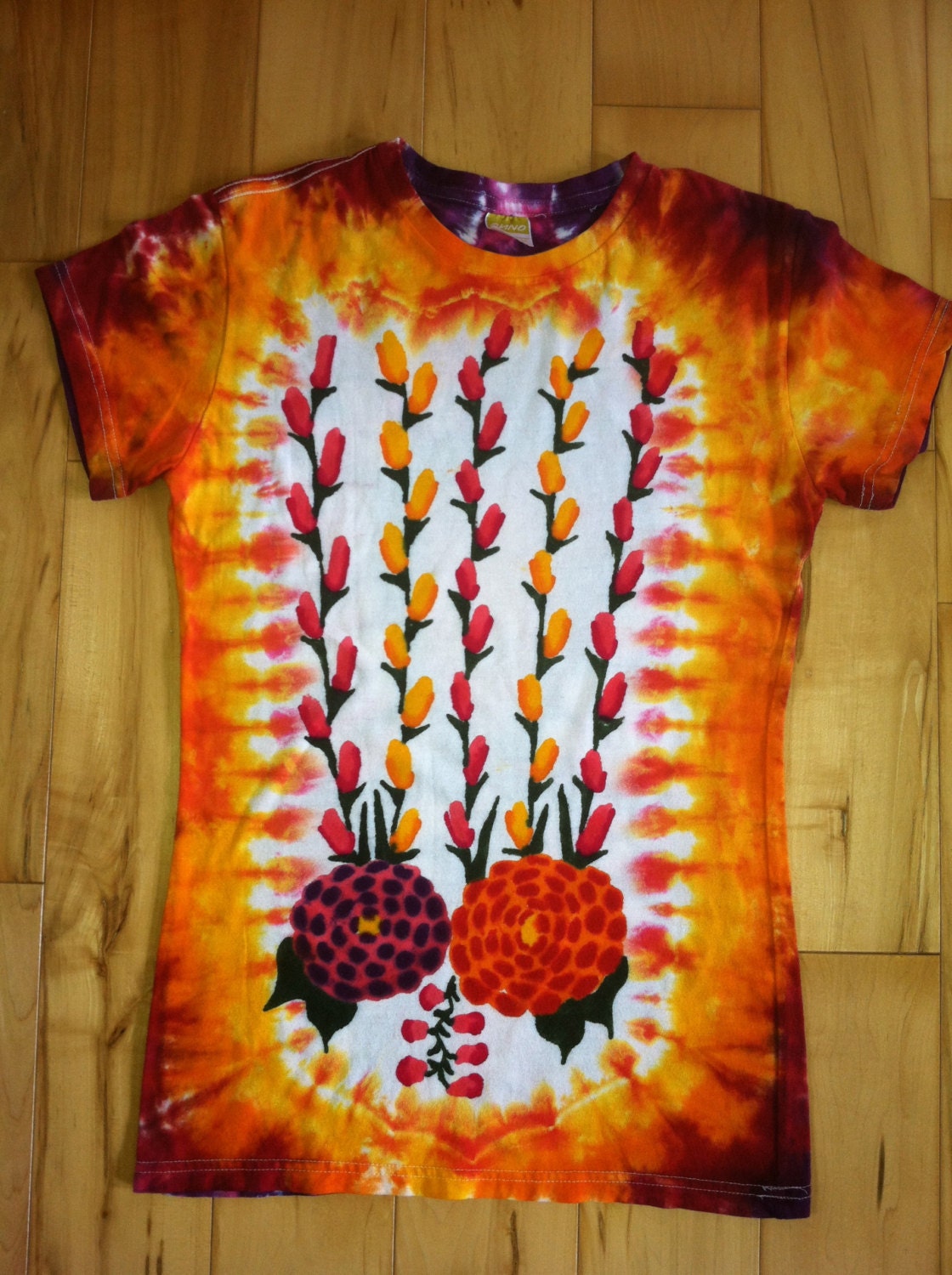 Medium Flowers Tie Dye Slim Fit T Shirt By Gaugeyourstyle On Etsy 