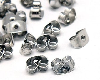 40 Earrings Backs - Stainless Steel Ear nuts - FD168