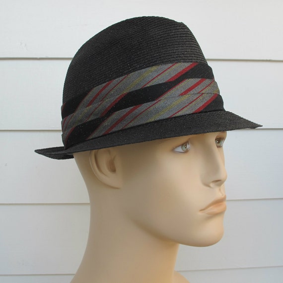 Vintage Dobbs Fedora Black Straw Hat Size 7
