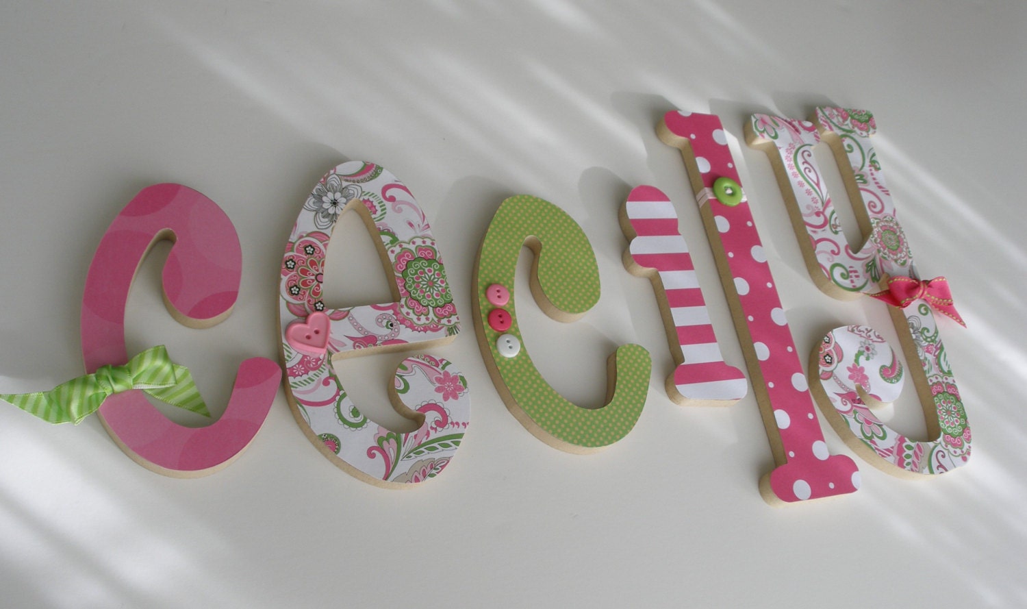 Baby Nursery Wall Letters Paisley Pink & Green Custom Baby Nursery Wall Letters Paisley Pink & Green Custom