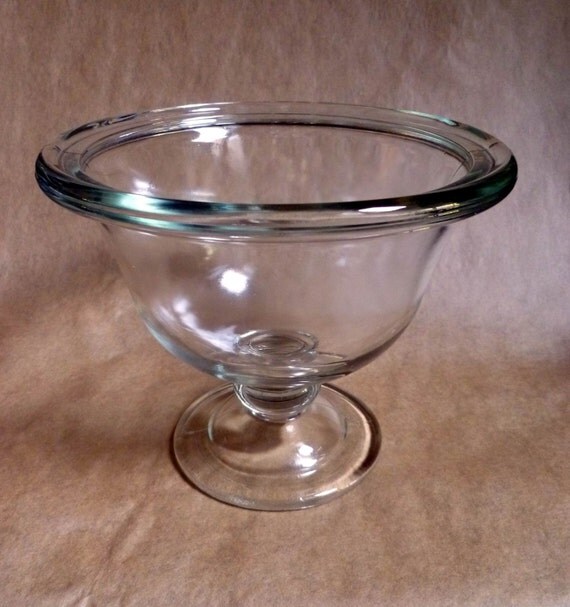 vintage Glass Pedestal BOWL clear glass
